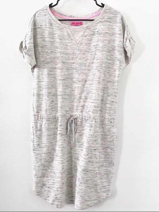 Dresses & Skirts - Soft Heathered Knit Drawstring Mini Dress - Light Gray
